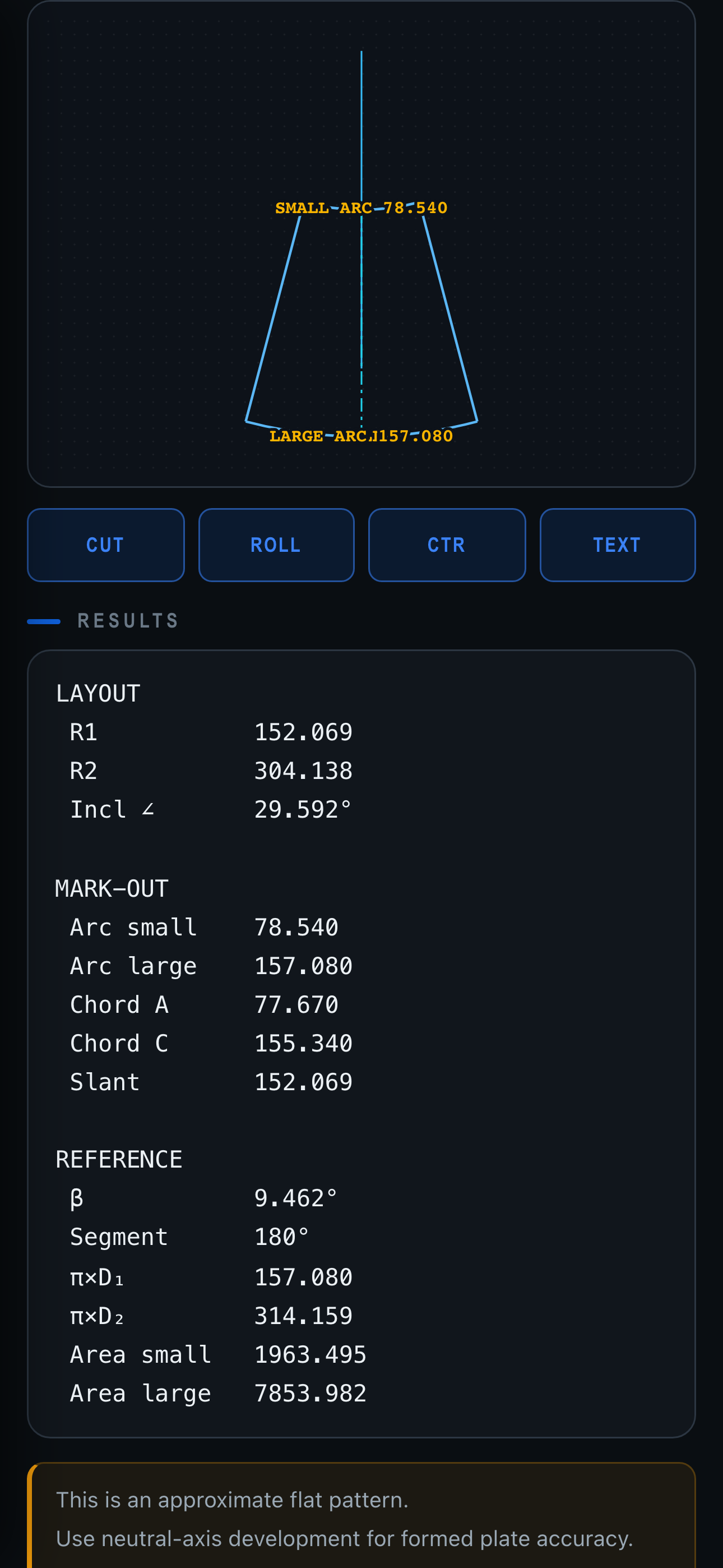 FabCalc - layout, mark-out + reference numbers