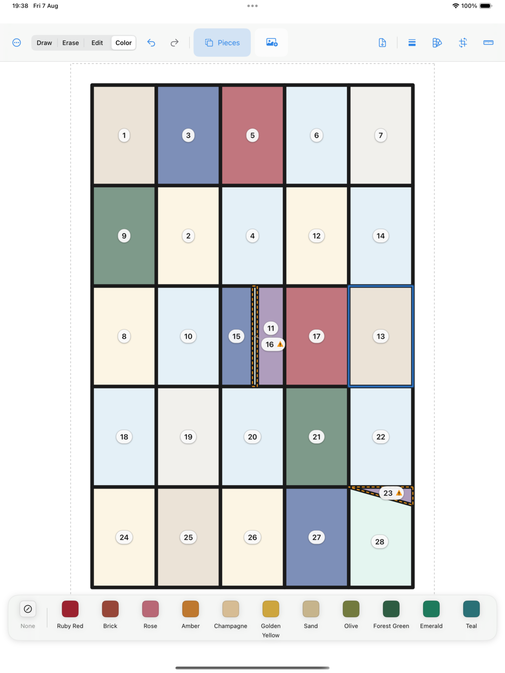 GlassPattern colored stained-glass design with automatically numbered pieces