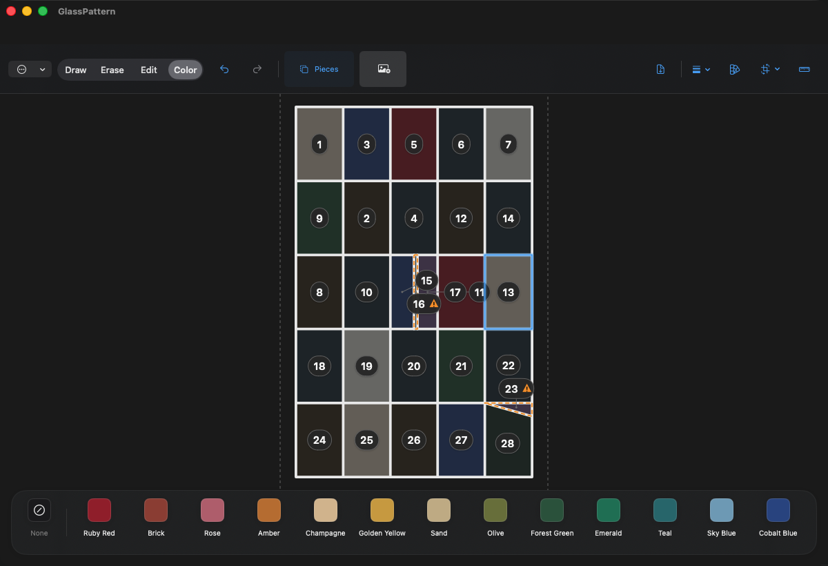 GlassPattern native Mac window in dark mode